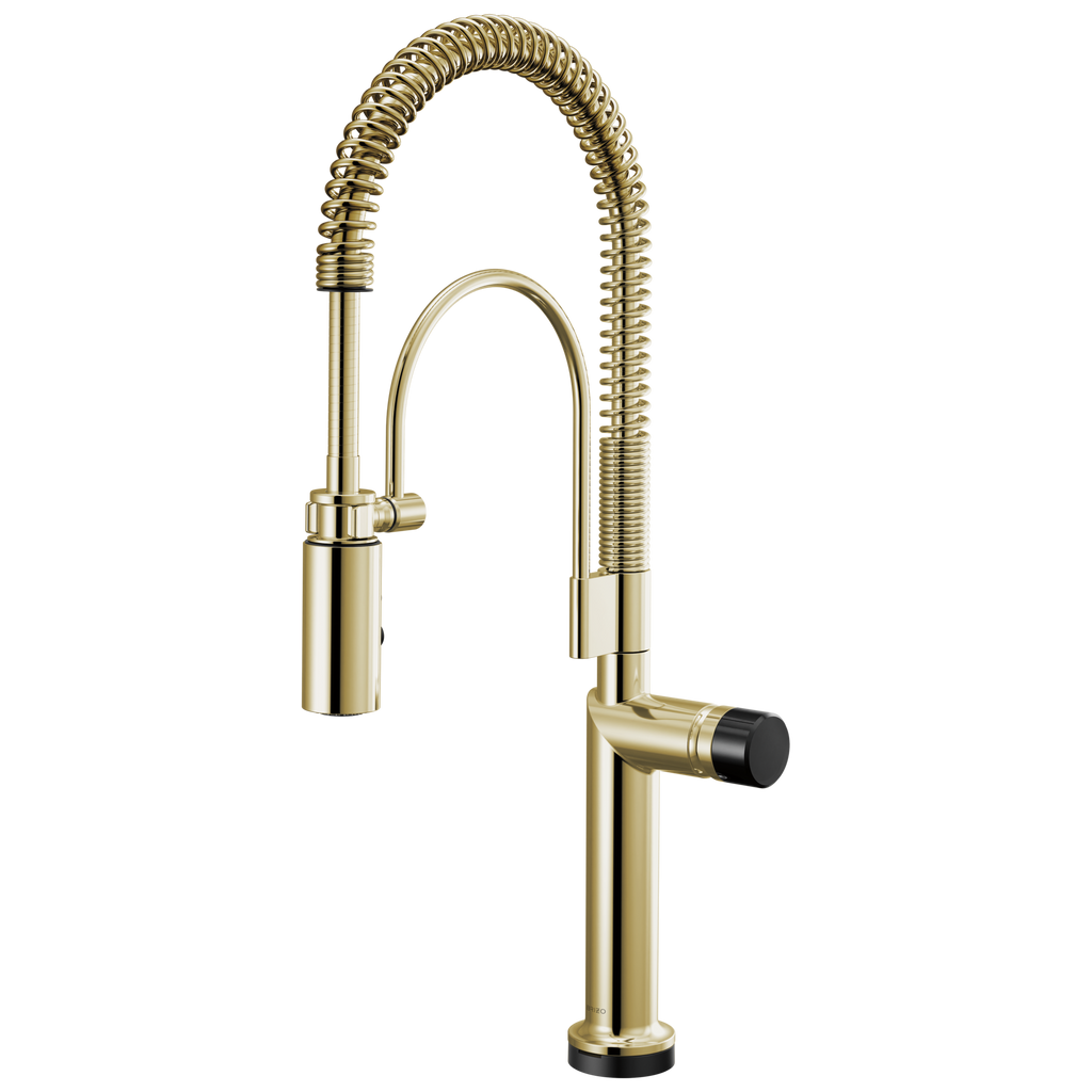 Brizo Odin Mezcladora Semi-Profesional SmartTouch® — Níquel Pulido — Perilla con Cristal Negro