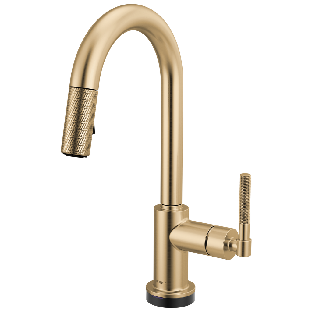Brizo Litze Mezcladora Prep Extraíble SmartTouch® — Surtidor en Arco, Manija Knurled — Oro Luxe