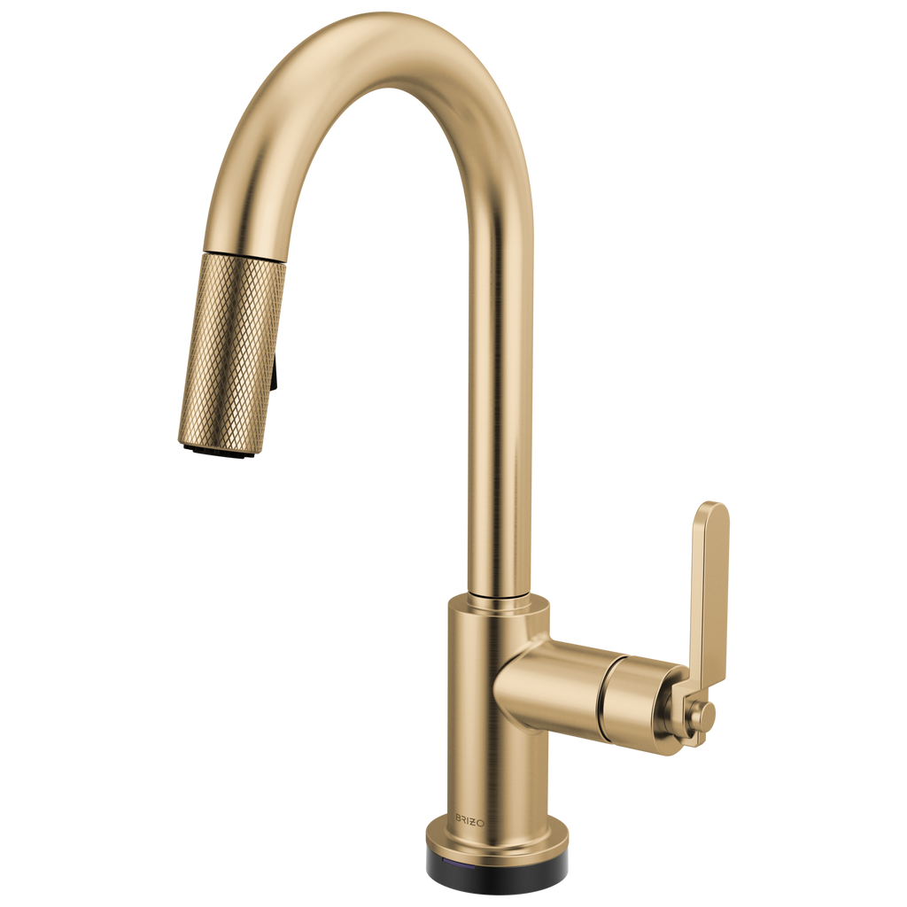 Brizo Litze Mezcladora Prep Extraíble SmartTouch® — Surtidor en Arco, Manija Industrial — Oro Luxe
