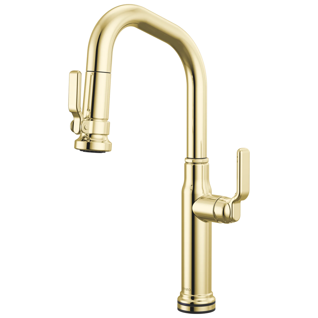 Brizo Faircroft Mezcladora Prep Extraíble SmartTouch® — Surtidor en Ángulo — Latón sin Laca — Manija Industrial