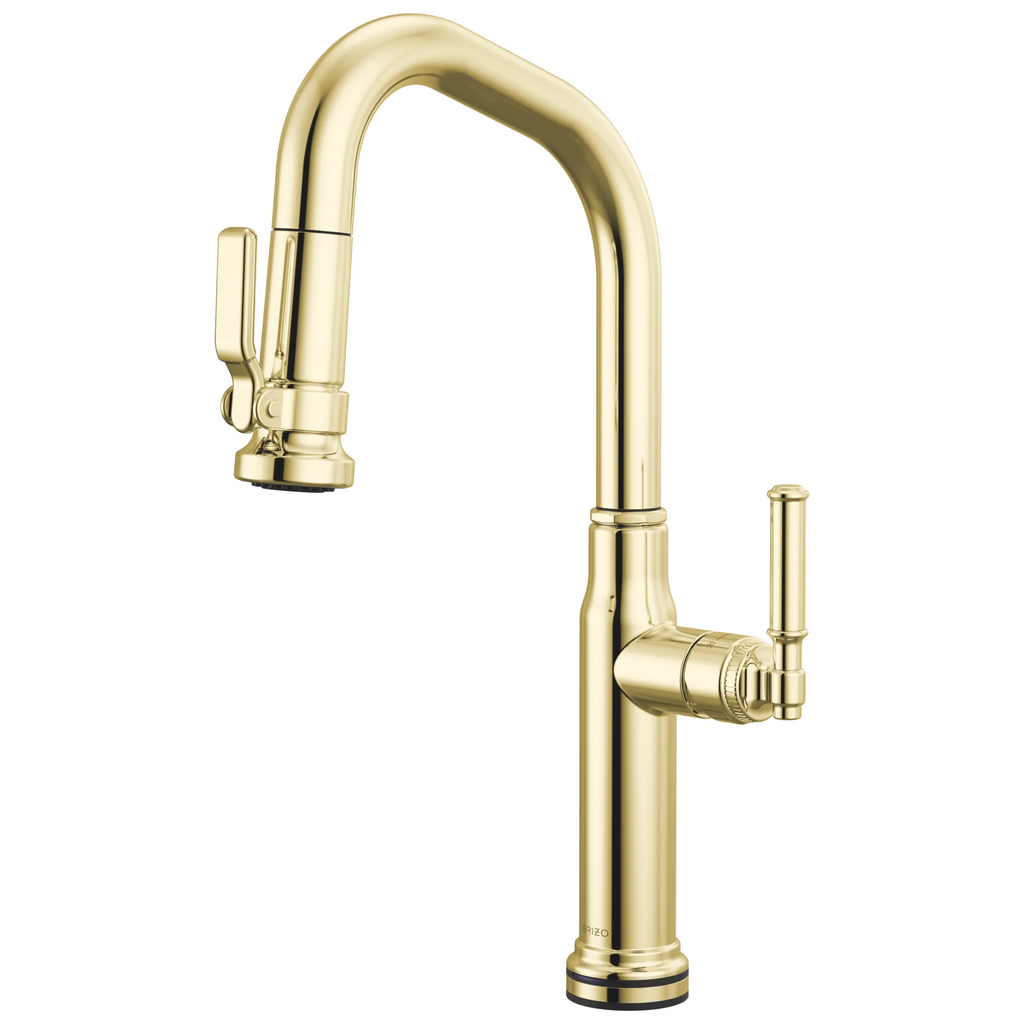 Brizo Faircroft Mezcladora Prep Extraíble SmartTouch® — Surtidor en Ángulo — Latón sin Laca — Manija Coin Edge