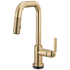 Brizo Litze Mezcladora Prep Extraíble SmartTouch® — Surtidor Cuadrado, Manija Industrial — Oro Luxe