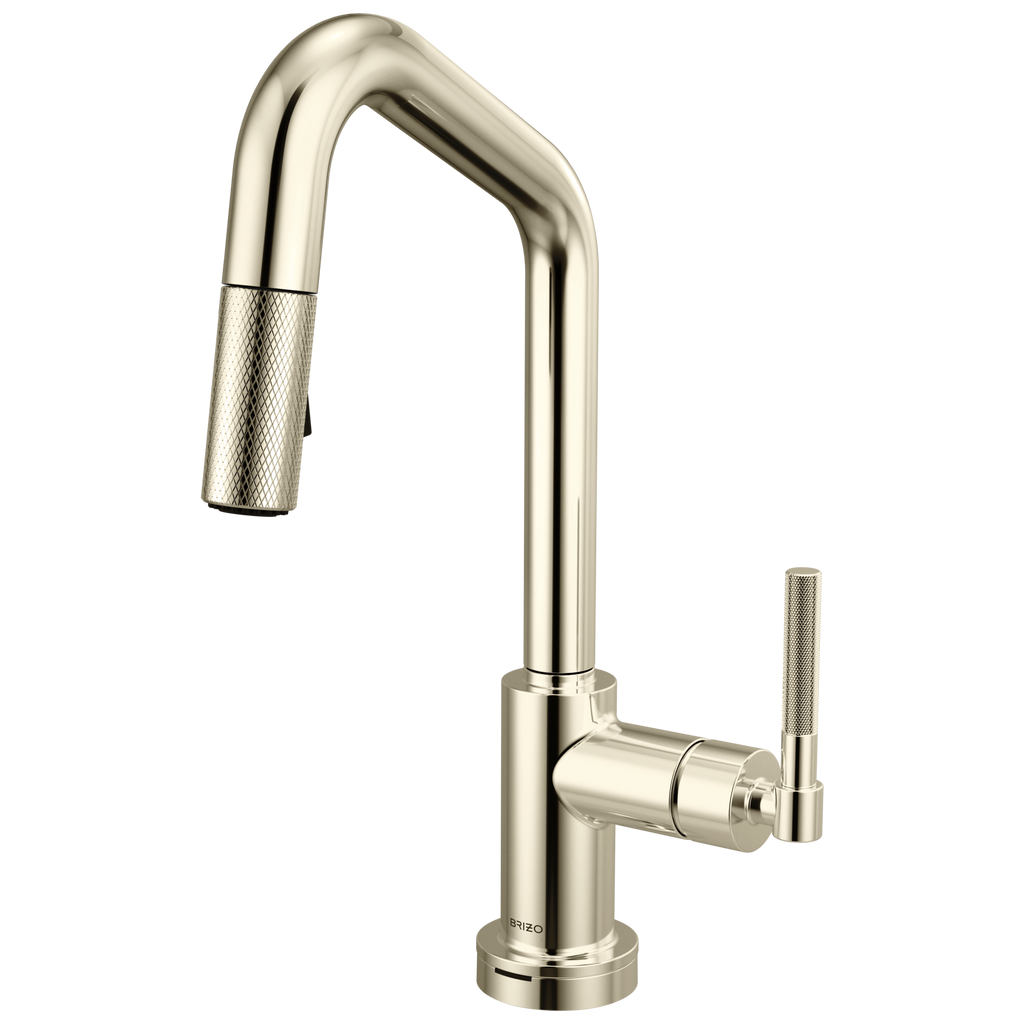 Brizo Litze Mezcladora Prep Extraíble SmartTouch® — Surtidor en Ángulo, Manija Knurled — Níquel Pulido