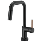 Brizo Odin Mezcladora Prep Extraíble SmartTouch® — Surtidor Cuadrado — Negro Mate — Manija de Madera