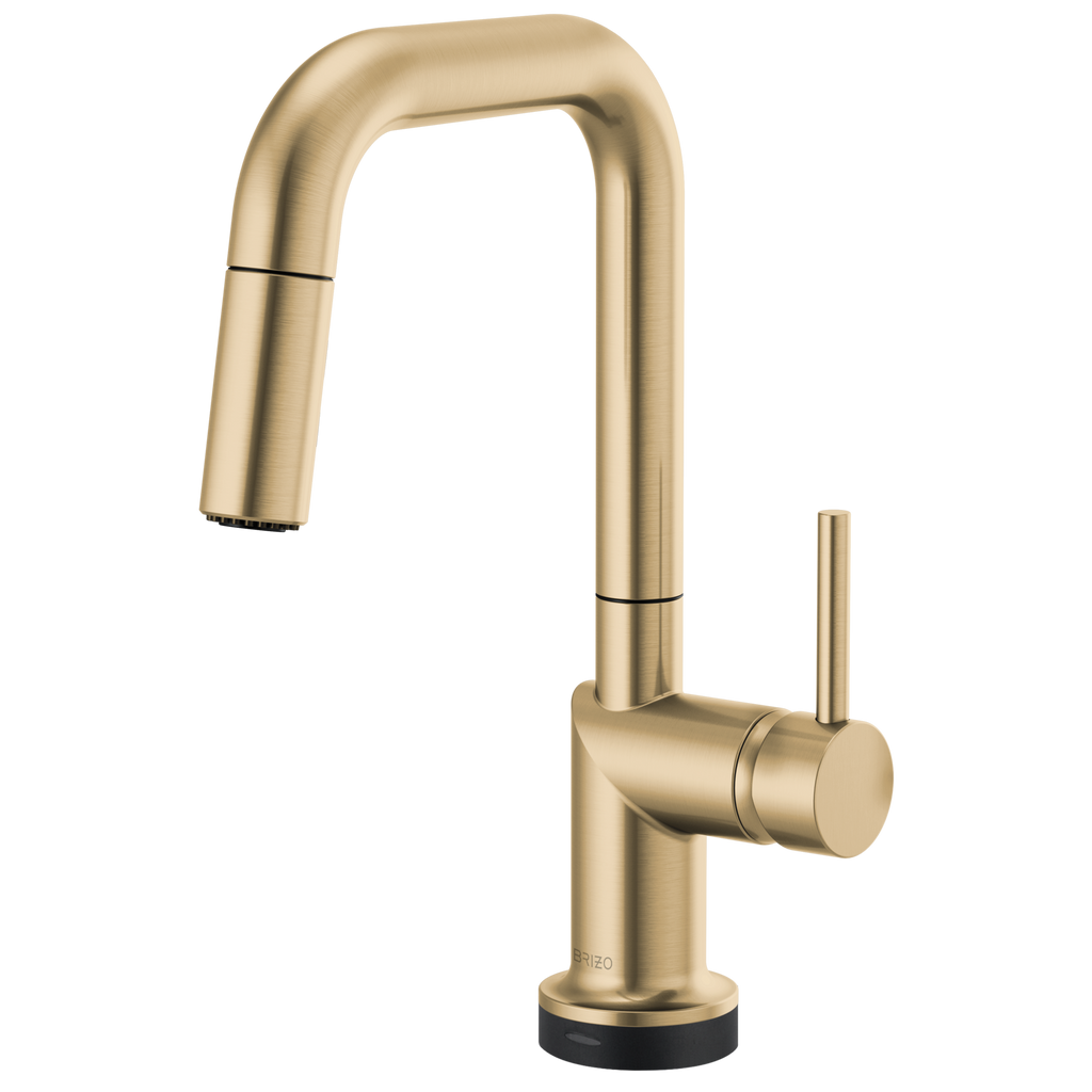 Brizo Odin Mezcladora Prep Extraíble SmartTouch® — Surtidor Cuadrado — Oro Luxe — Manija Metálica