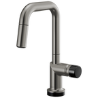 Brizo Odin Mezcladora Prep Extraíble SmartTouch® — Surtidor Cuadrado — Acero Luxe — Perilla con Cristal Negro