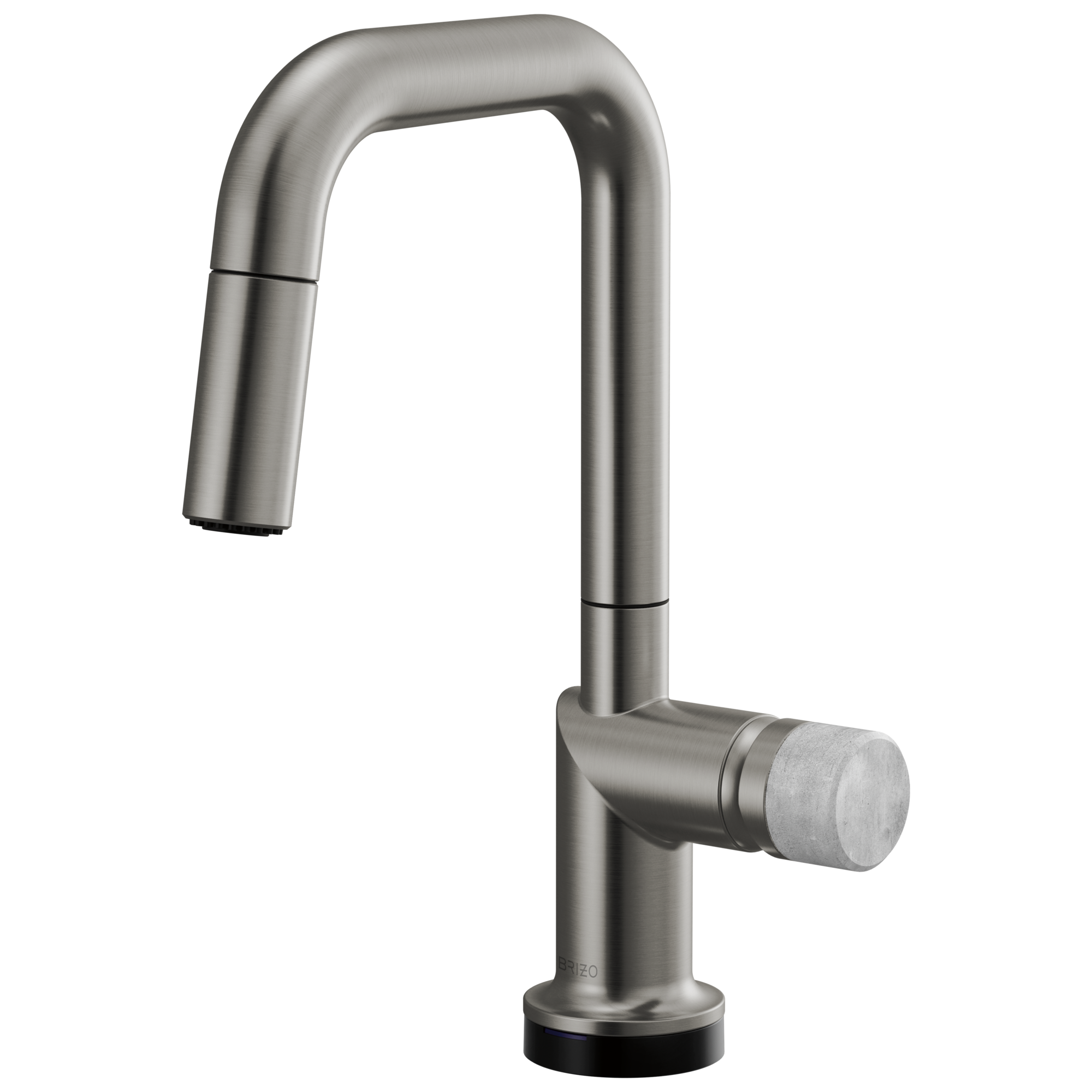Brizo Odin Mezcladora Prep Extraíble SmartTouch® — Surtidor Cuadrado — Acero Luxe — Perilla de Concreto
