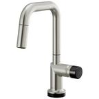 Brizo Odin Mezcladora Prep Extraíble SmartTouch® — Surtidor Cuadrado — Acero Inoxidable — Perilla con Cristal Negro