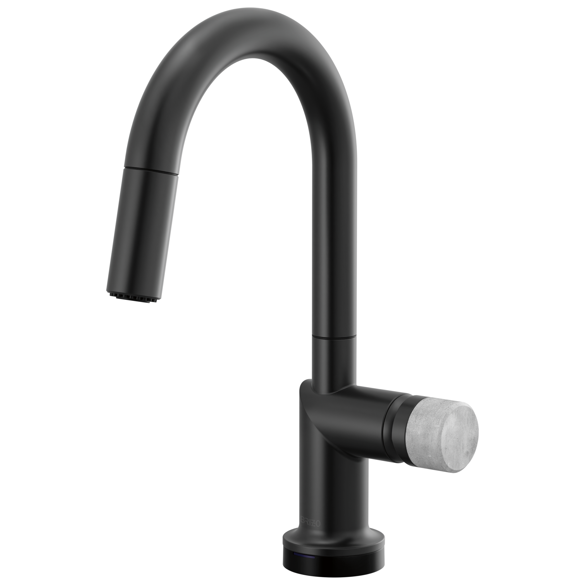 Brizo Odin Mezcladora Prep Extraíble SmartTouch® — Surtidor en Arco — Negro Mate — Perilla de Concreto