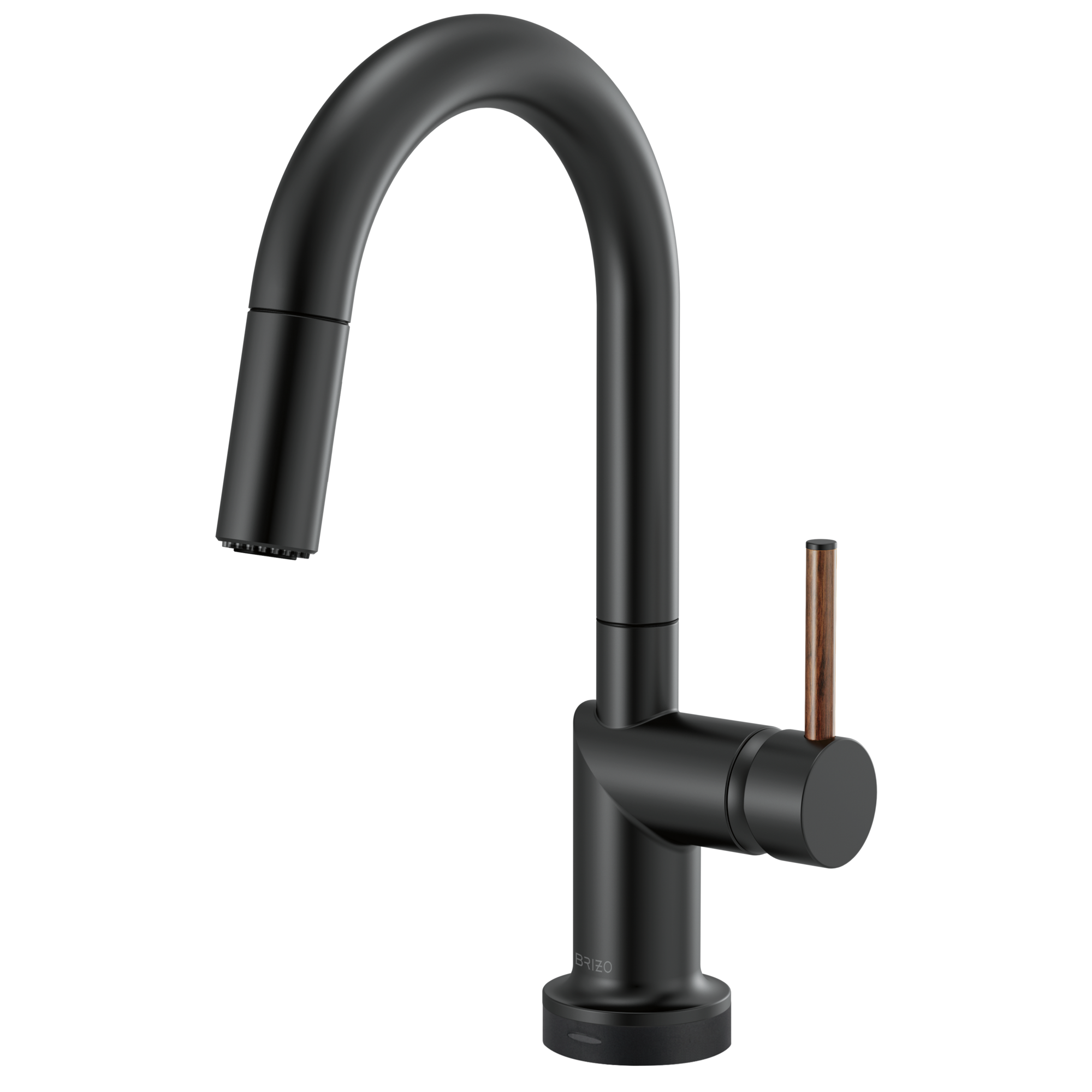 Brizo Odin Mezcladora Prep Extraíble SmartTouch® — Surtidor en Arco — Negro Mate — Manija de Madera