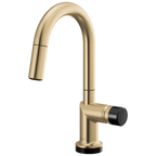 Brizo Odin Mezcladora Prep Extraíble SmartTouch® — Surtidor en Arco — Oro Luxe — Perilla con Cristal Negro