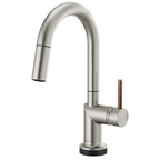 Brizo Odin Mezcladora Prep Extraíble SmartTouch® — Surtidor en Arco — Acero Inoxidable — Manija de Madera