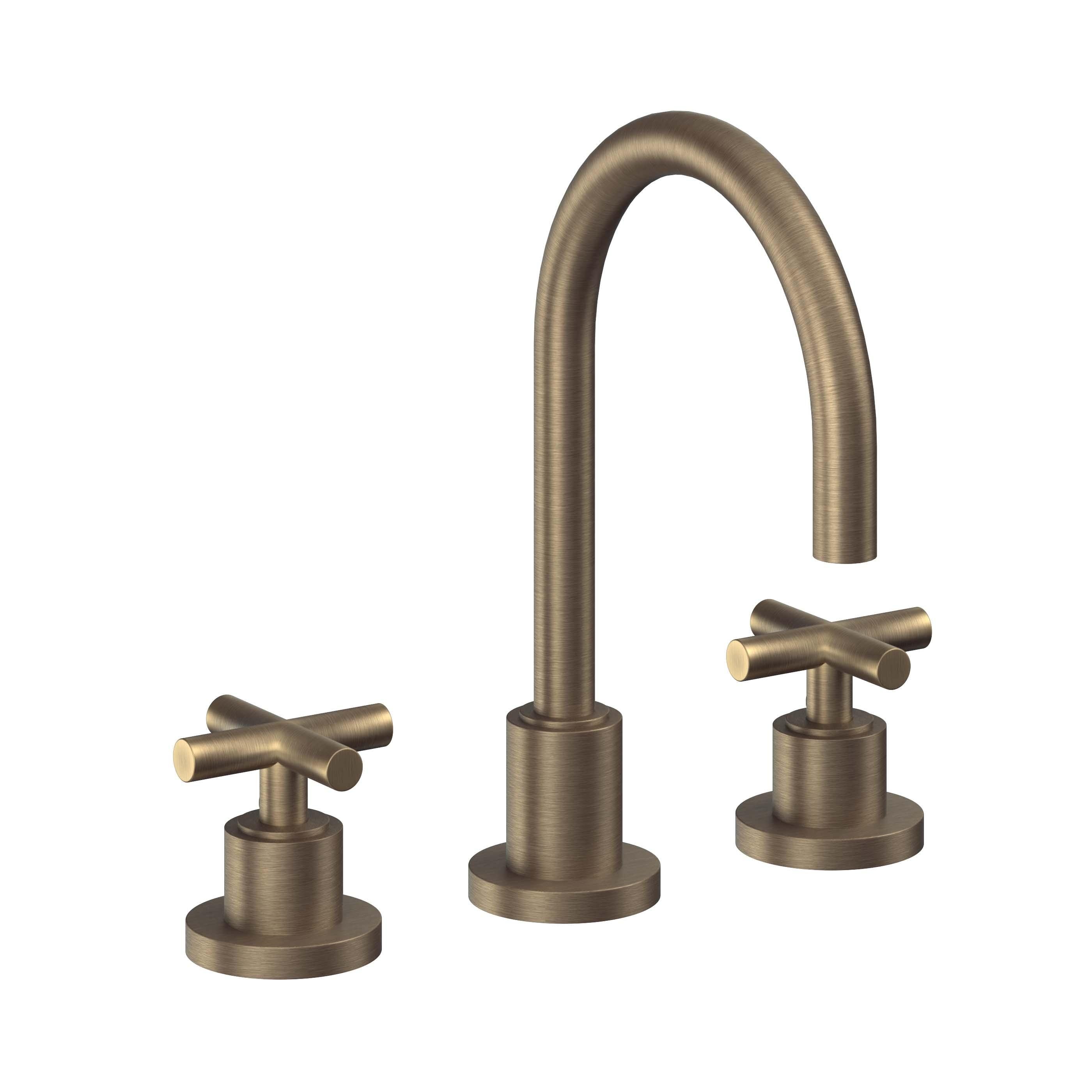 California Faucets Tiburon Llave de Lavabo de 3 Orificios para Cubierta, con Dos Manerales - Manija de Cruz - Latón Antiguo Mate
