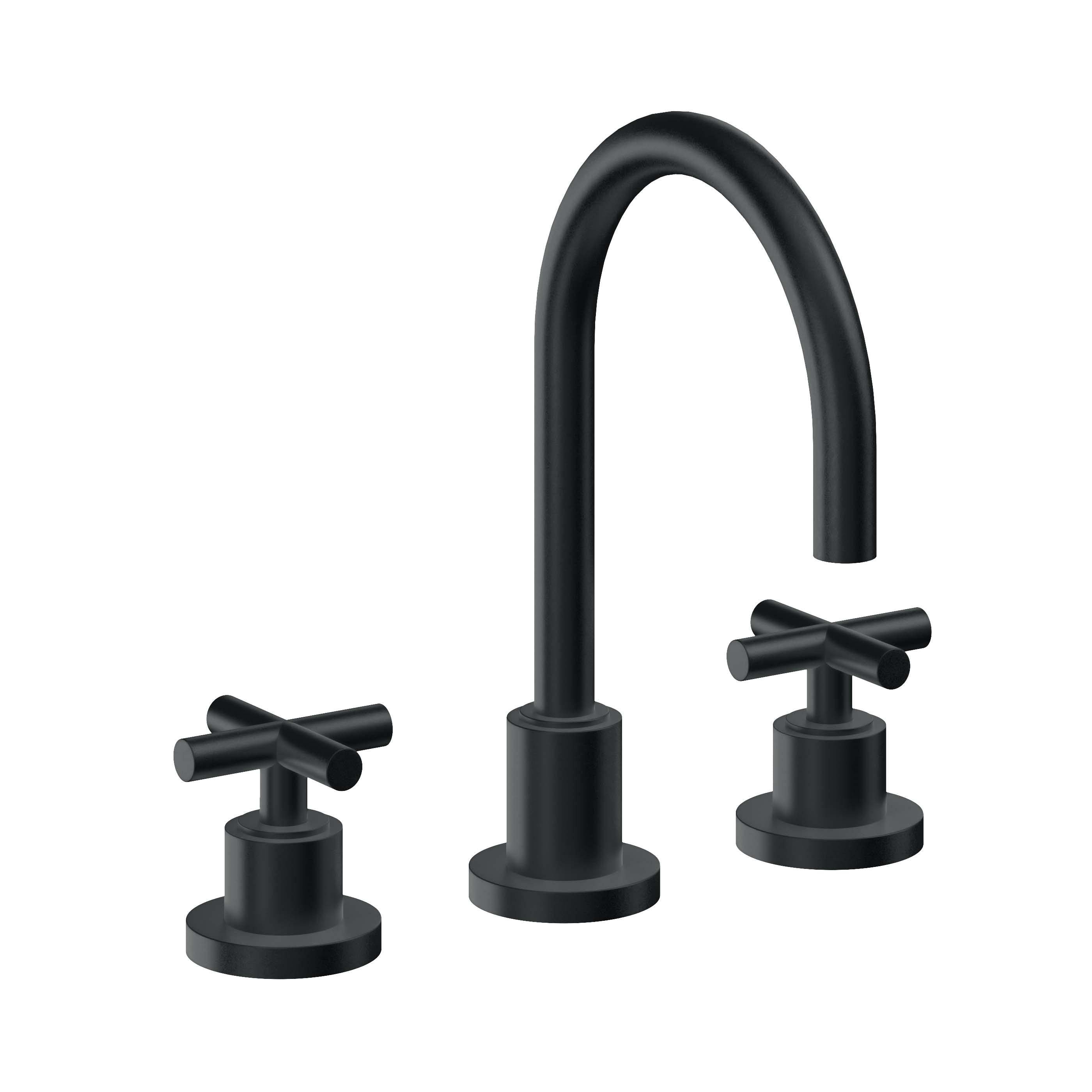 California Faucets Tiburon Llave de Lavabo de 3 Orificios para Cubierta, con Dos Manerales - Manija de Cruz - Carbón