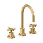 California Faucets Tiburon Llave de Lavabo de 3 Orificios para Cubierta, con Dos Manerales - Manija de Cruz - Oro Satinado de por Vida
