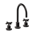 California Faucets Tiburon Llave de Lavabo de 3 Orificios para Cubierta, con Dos Manerales - Manija de Cruz - Negro Mate