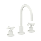 California Faucets Tiburon Llave de Lavabo de 3 Orificios para Cubierta, con Dos Manerales - Manija de Cruz - Blanco Mate