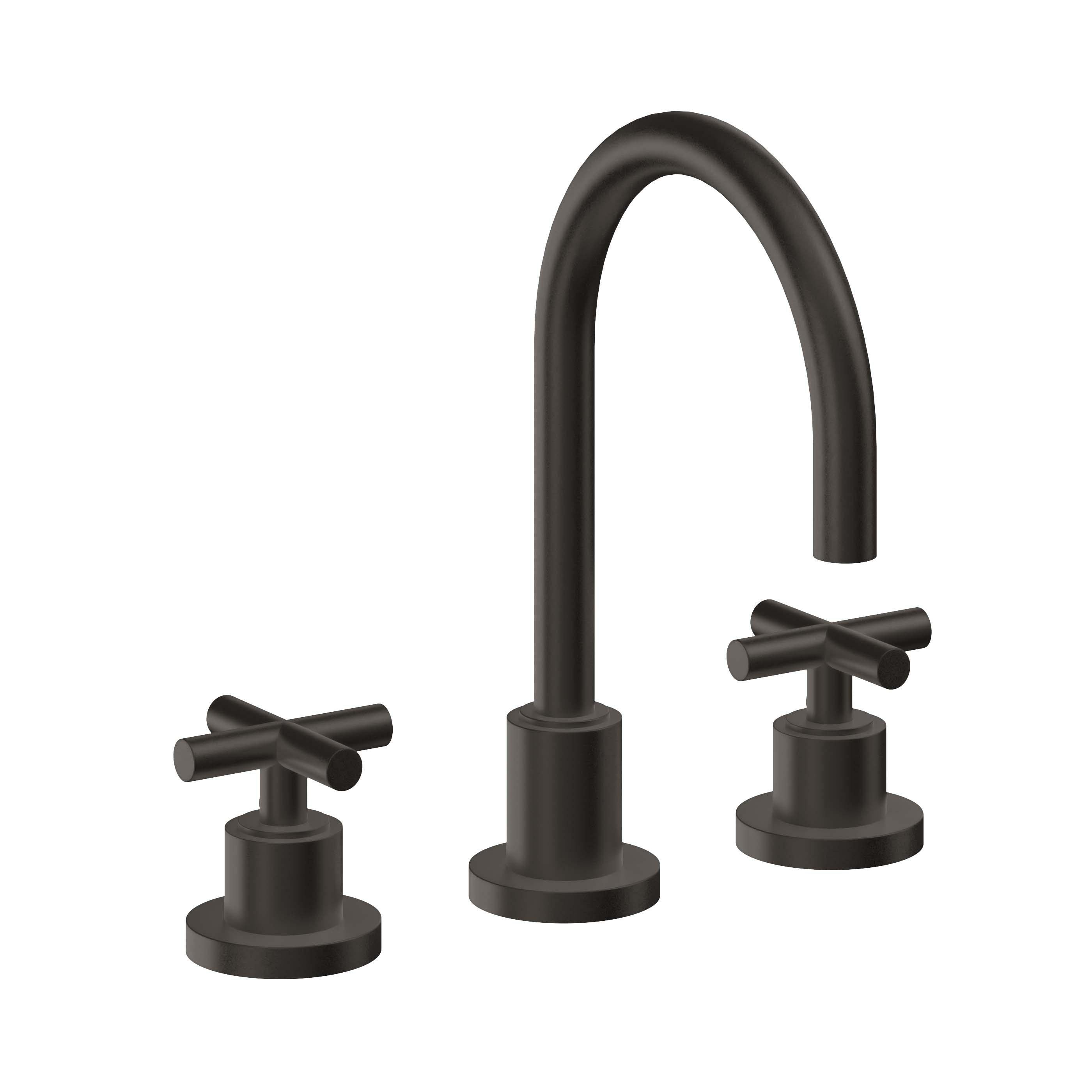 California Faucets Tiburon Llave de Lavabo de 3 Orificios para Cubierta, con Dos Manerales - Manija de Cruz - Bronce Oscuro