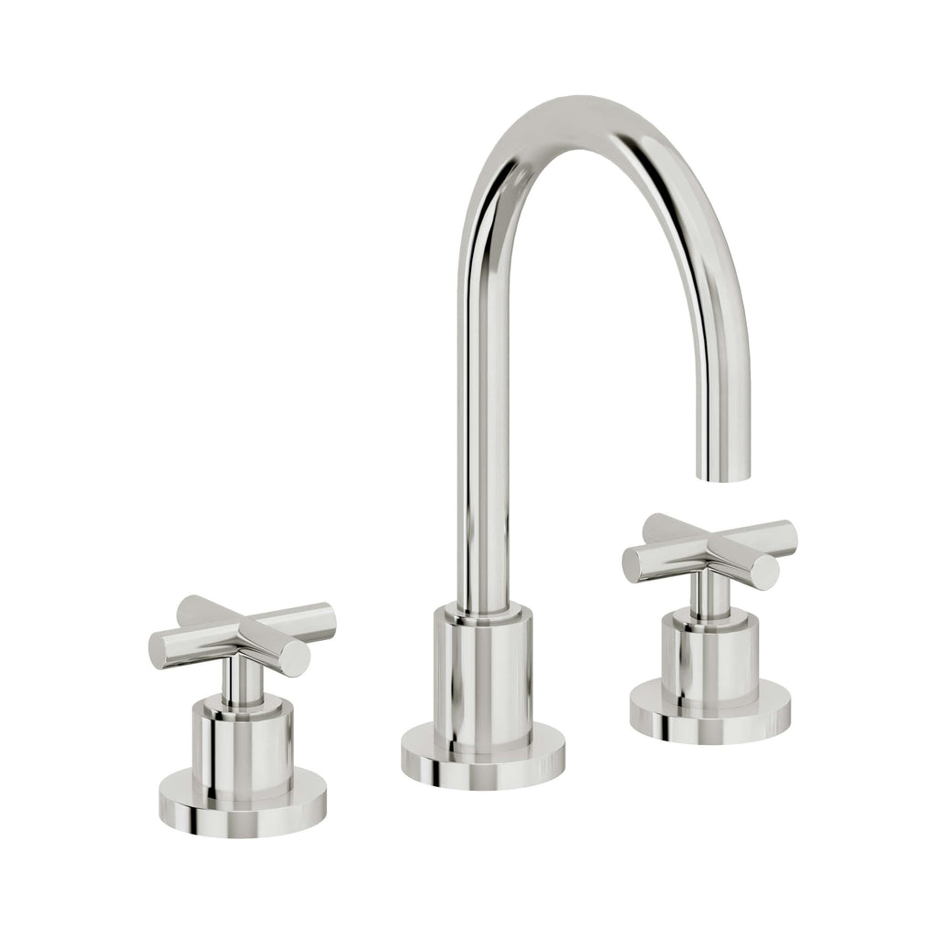 California Faucets Tiburon Llave de Lavabo de 3 Orificios para Cubierta, con Dos Manerales - Manija de Cruz - Cromo Pulido