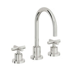 California Faucets Tiburon Llave de Lavabo de 3 Orificios para Cubierta, con Dos Manerales - Manija de Cruz - Cromo Pulido