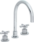 California Faucets Tiburon Juego Completo para Tina Romana - Pico en Arco - Manija de Cruz - Cromo Pulido