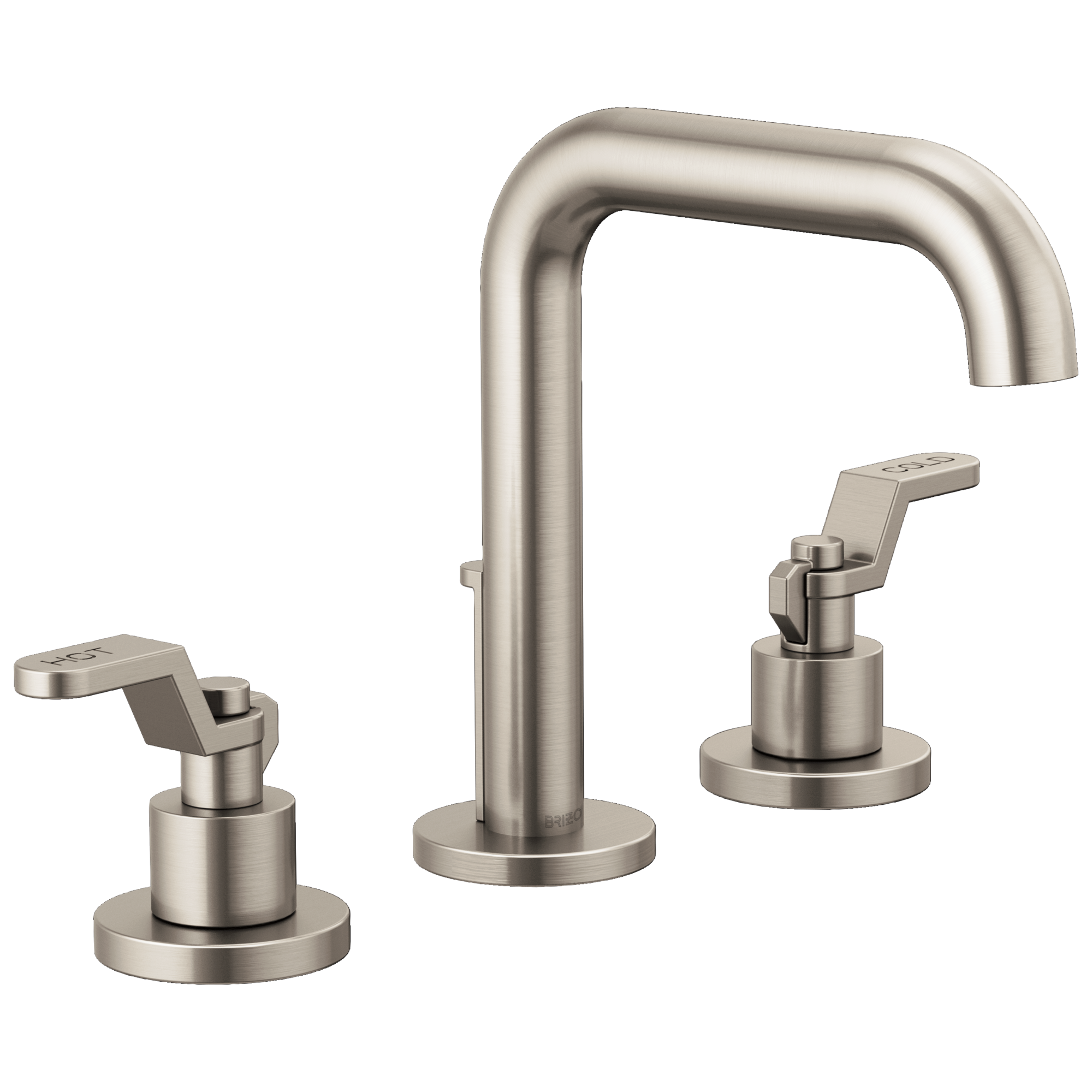 Brizo Litze Grifo Widespread para Lavabo — Surtidor Alto — Níquel Luxe — Palanca Industrial