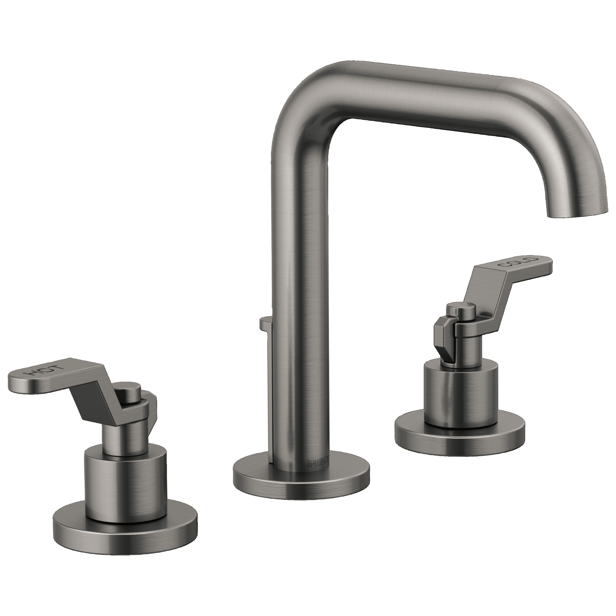 Brizo Litze Grifo Widespread para Lavabo — Surtidor Alto — Acero Luxe — Palanca Industrial