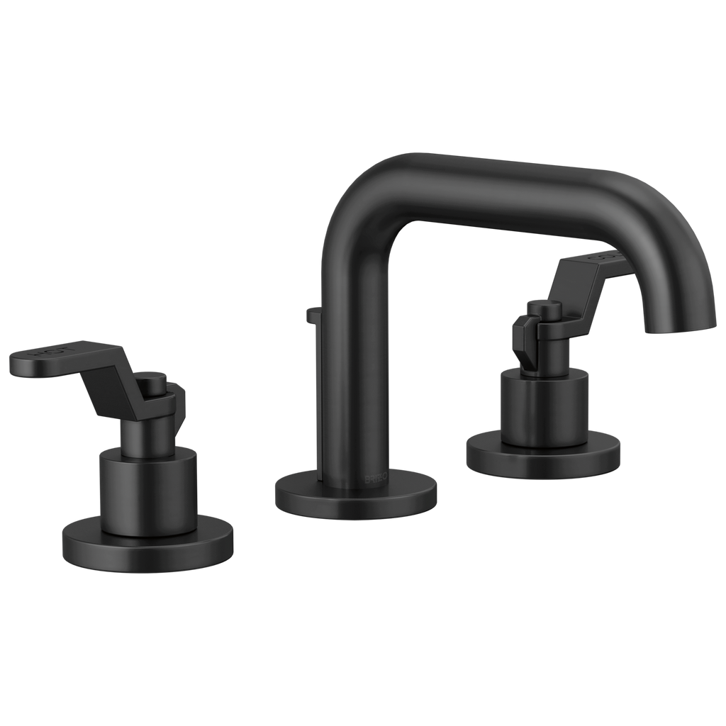 Brizo Litze Grifo Widespread para Lavabo — Surtidor Bajo — Negro Mate — Palanca Industrial