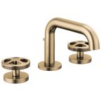 Brizo Litze Grifo Widespread para Lavabo — Surtidor Bajo — Oro Luxe — Cruceta