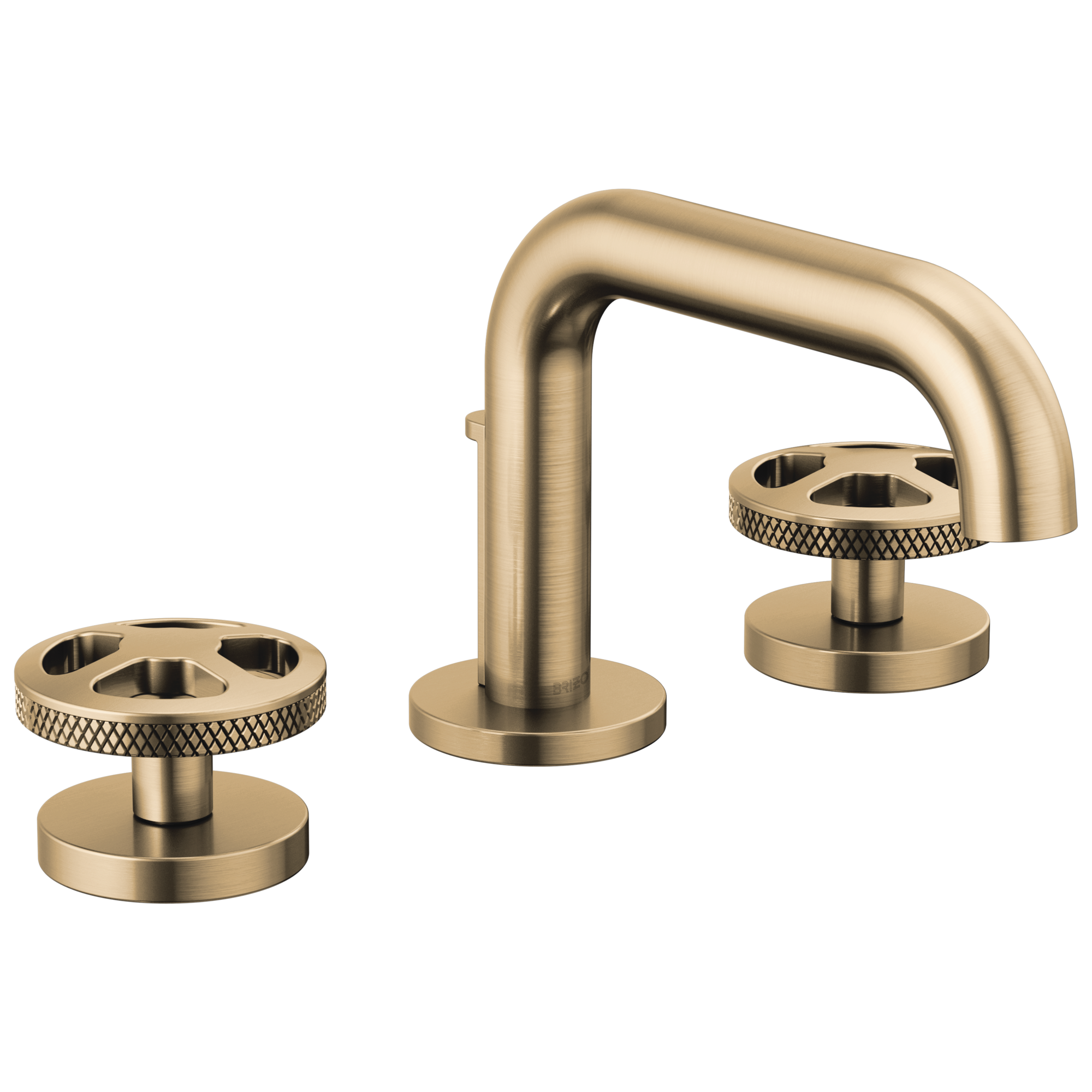 Brizo Litze Grifo Widespread para Lavabo — Surtidor Bajo — Oro Luxe — Cruceta