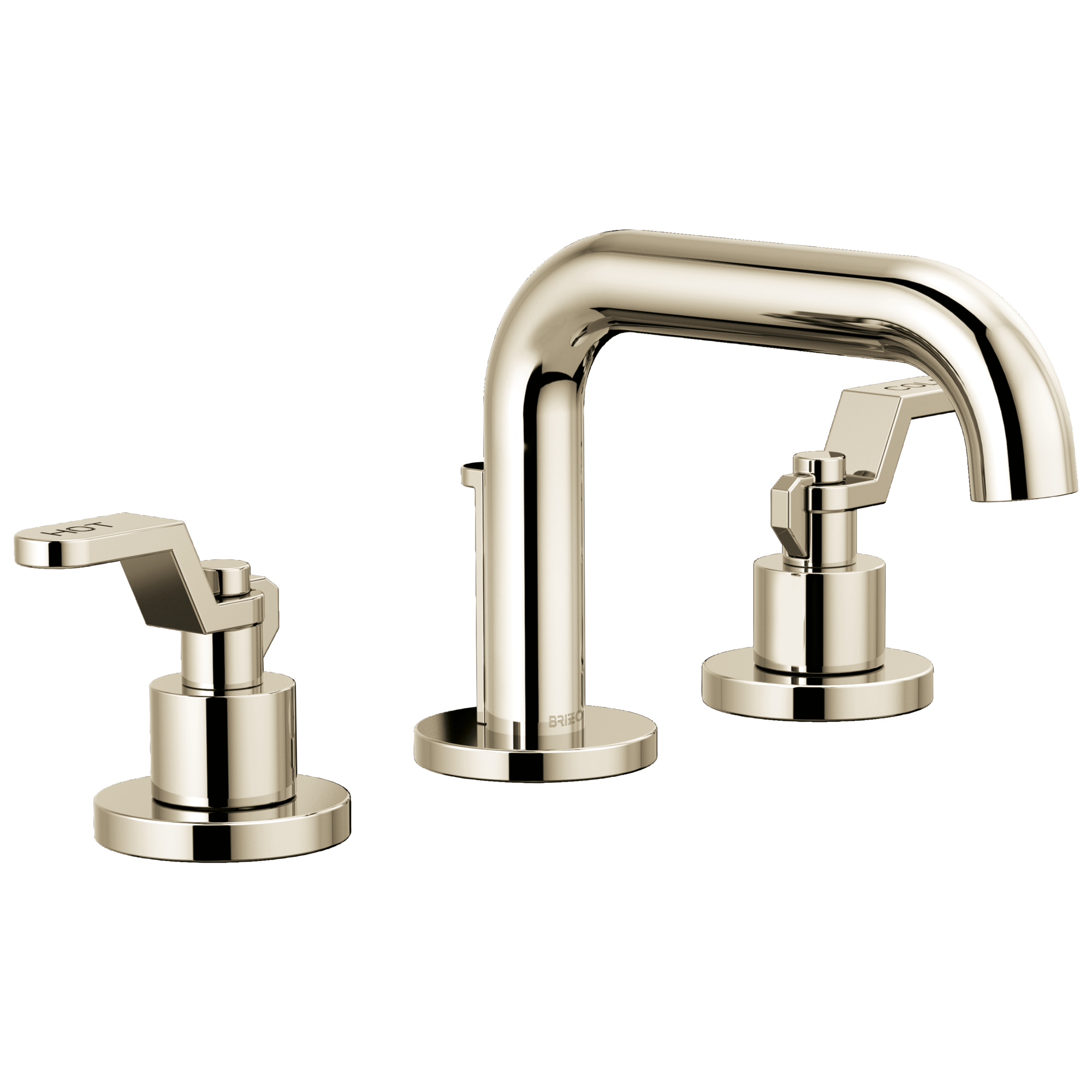 Brizo Litze Grifo Widespread para Lavabo — Surtidor Bajo — Níquel Pulido — Palanca Industrial