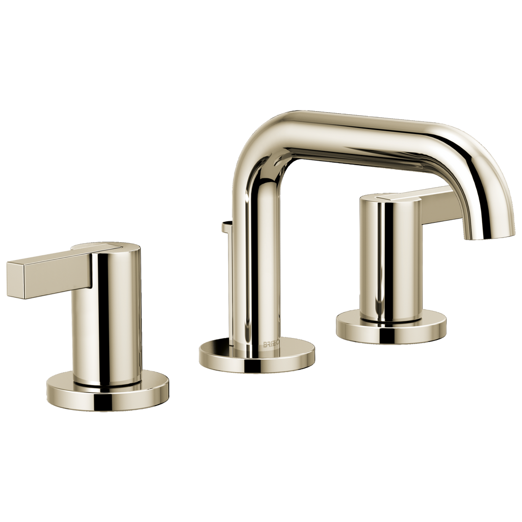 Brizo Litze Grifo Widespread para Lavabo — Surtidor Bajo — Níquel Pulido — Palanca Extendida