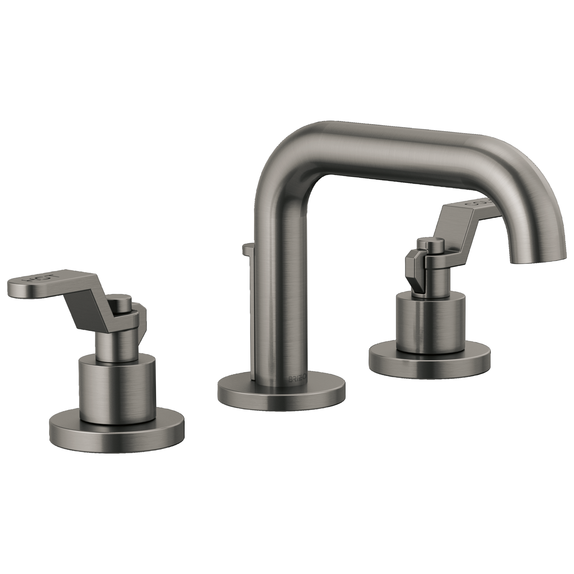 Brizo Litze Grifo Widespread para Lavabo — Surtidor Bajo — Acero Luxe — Palanca Industrial