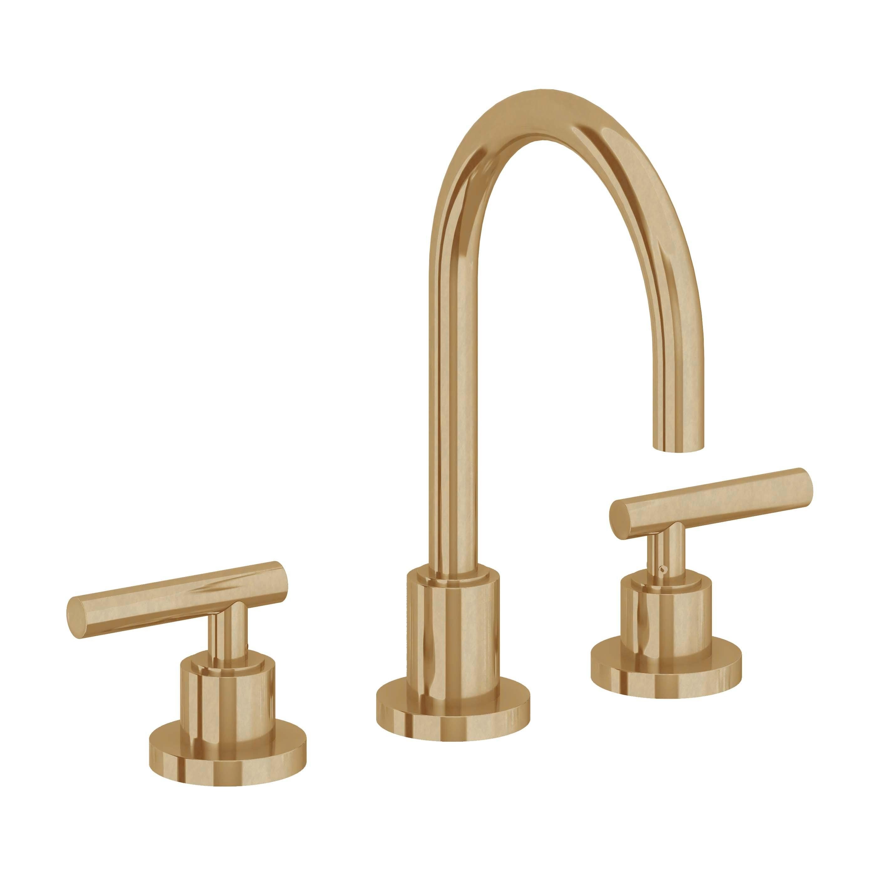 California Faucets Tiburon Llave de Lavabo de 3 Orificios para Cubierta, con Dos Manerales - Manija de Palanca - Latón Bruñido