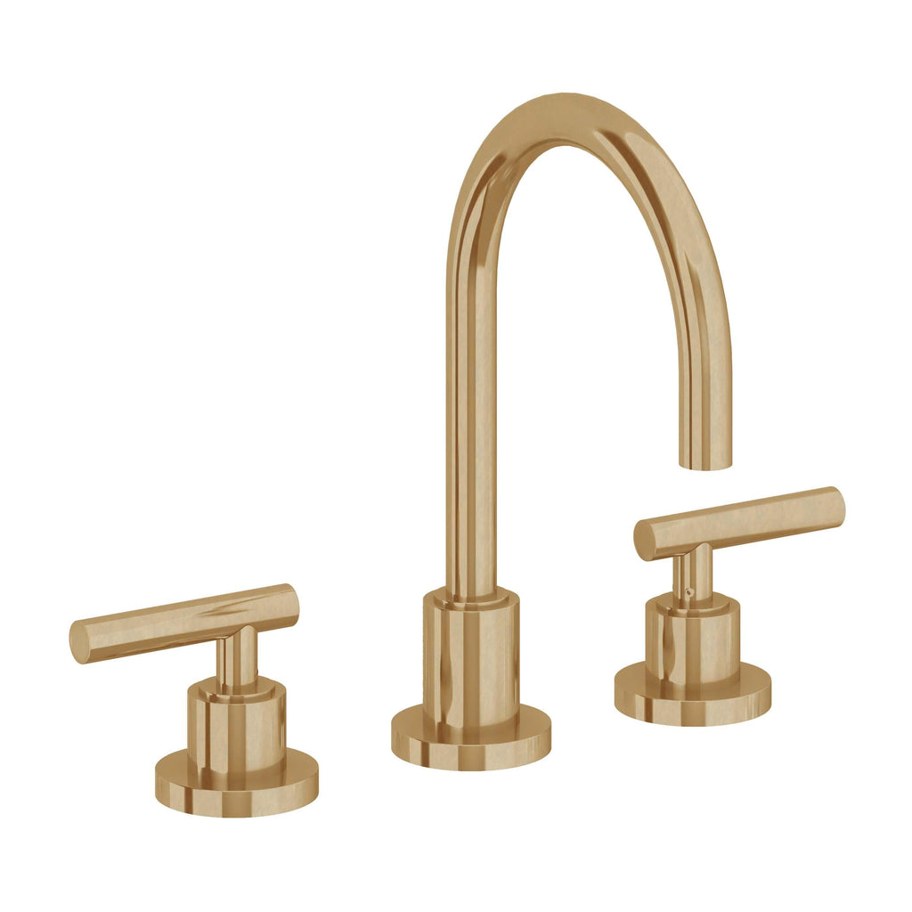 California Faucets Tiburon Llave de Lavabo de 3 Orificios para Cubierta, con Dos Manerales - Manija de Palanca - Latón Bruñido