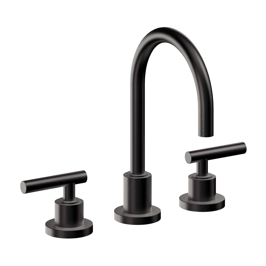 California Faucets Tiburon Llave de Lavabo de 3 Orificios para Cubierta, con Dos Manerales - Manija de Palanca - Negro Mate