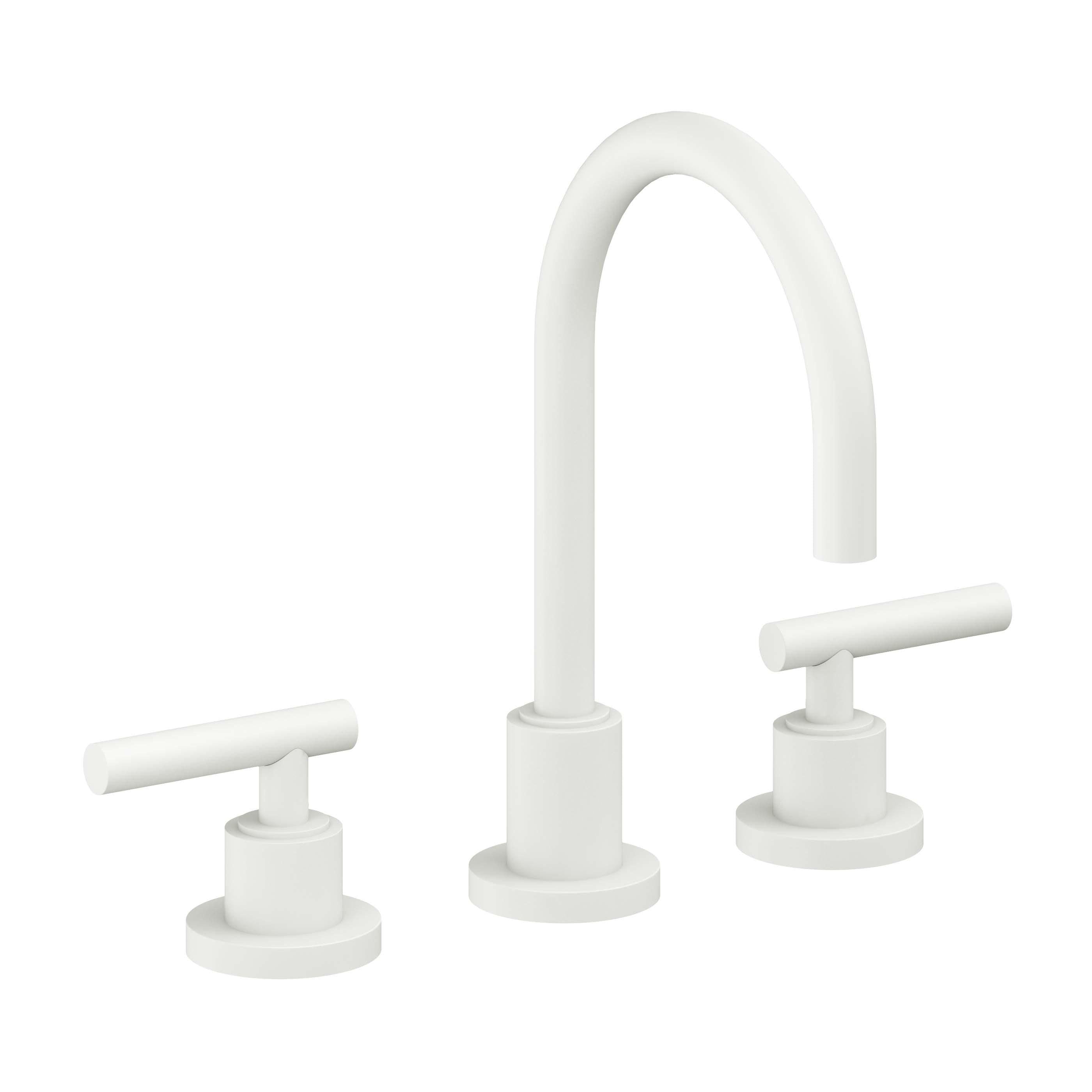 California Faucets Tiburon Llave de Lavabo de 3 Orificios para Cubierta, con Dos Manerales - Manija de Palanca - Blanco Mate