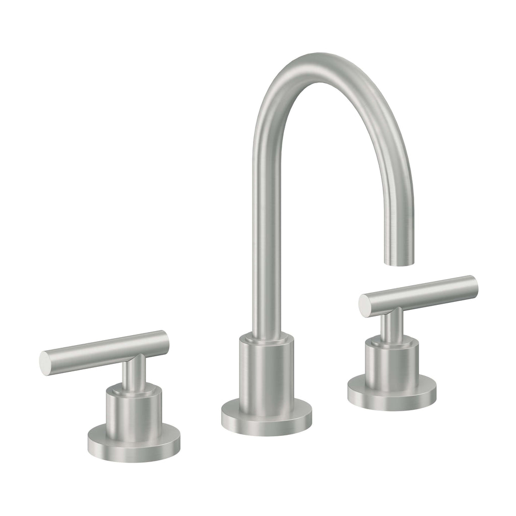 California Faucets Tiburon Llave de Lavabo de 3 Orificios para Cubierta, con Dos Manerales - Manija de Palanca - Cromo Satinado