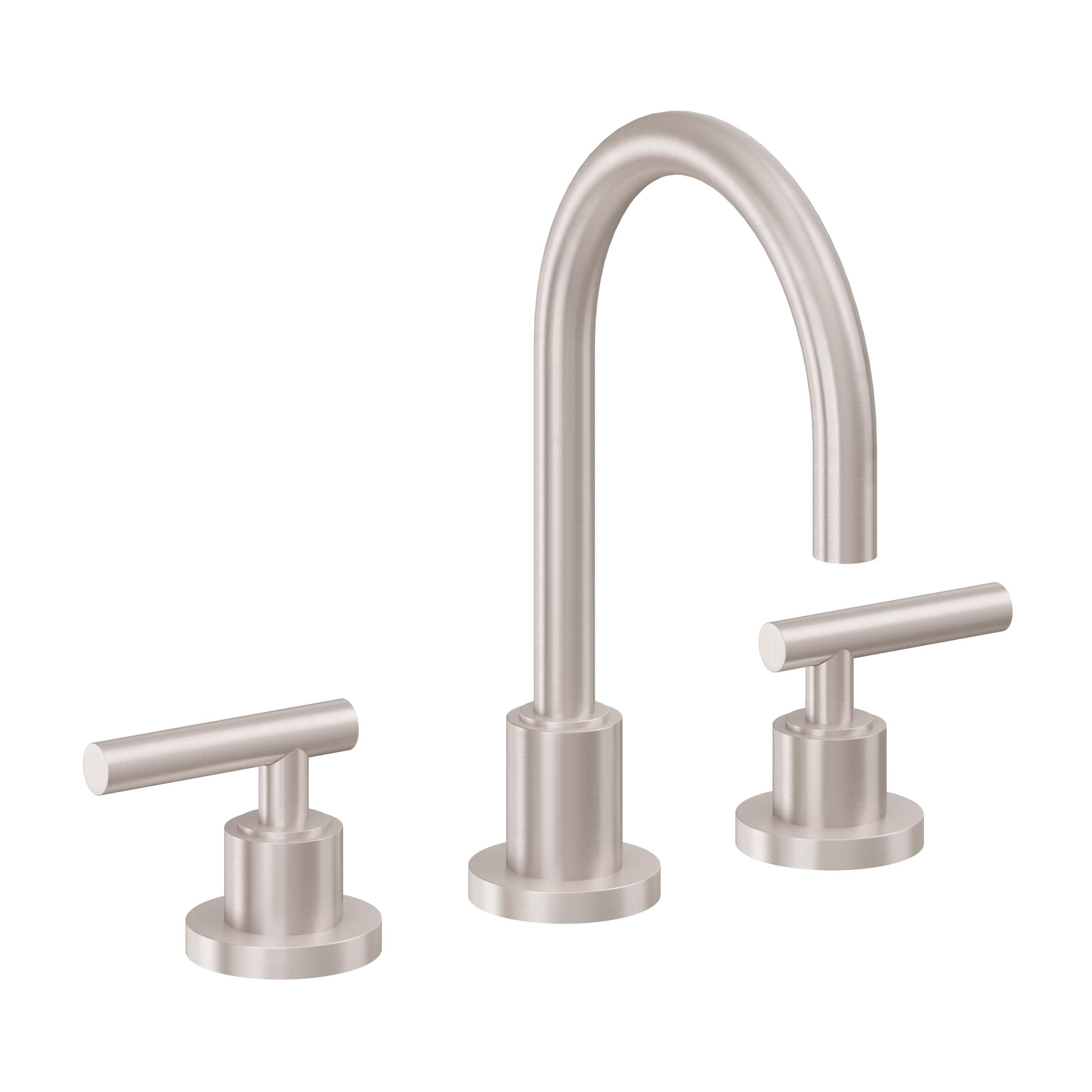 California Faucets Tiburon Llave de Lavabo de 3 Orificios para Cubierta, con Dos Manerales - Manija de Palanca - Níquel Satinado