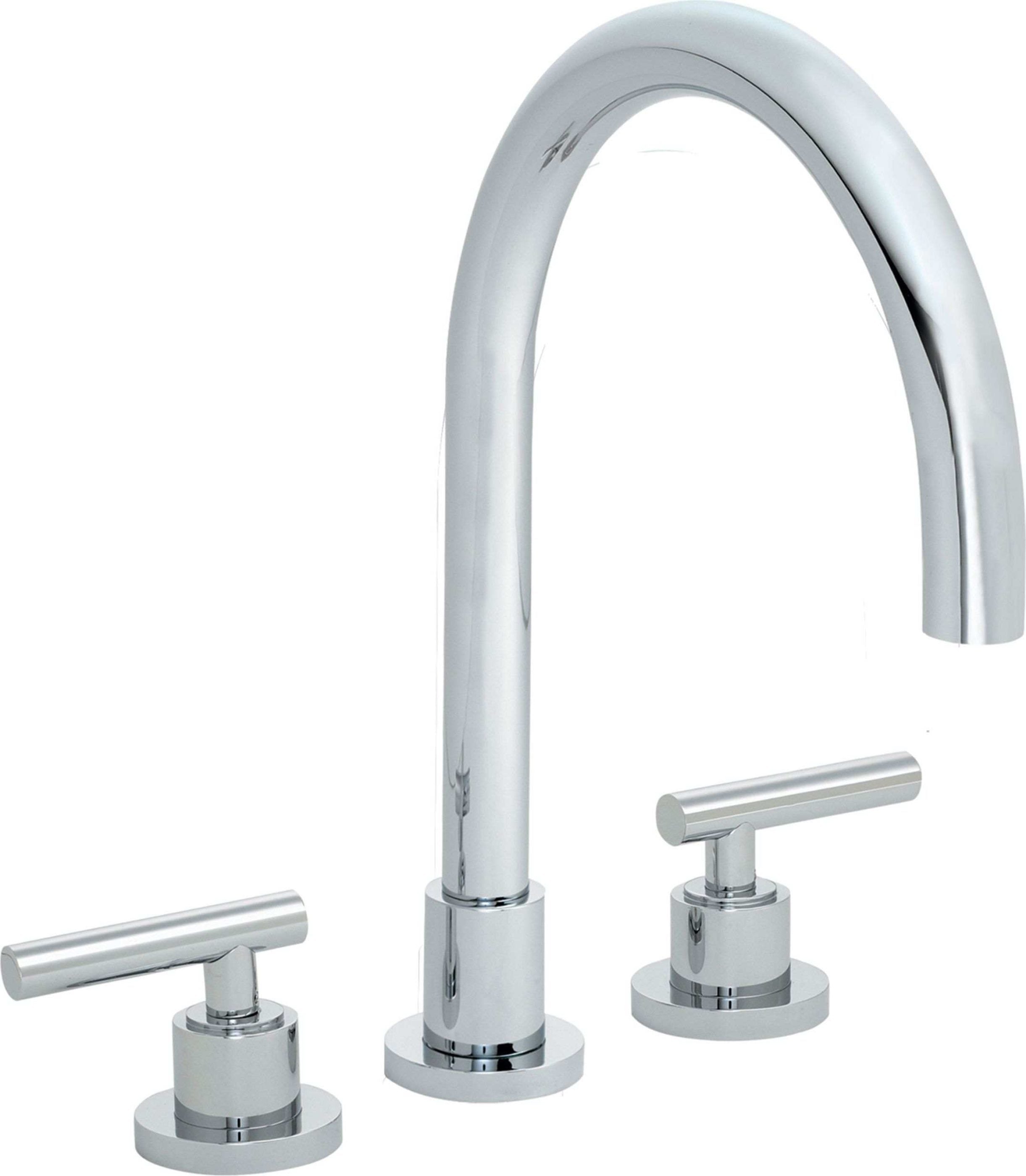 California Faucets Tiburon Juego Completo para Tina Romana - Pico en Arco - Manija de Palanca - Cromo Pulido