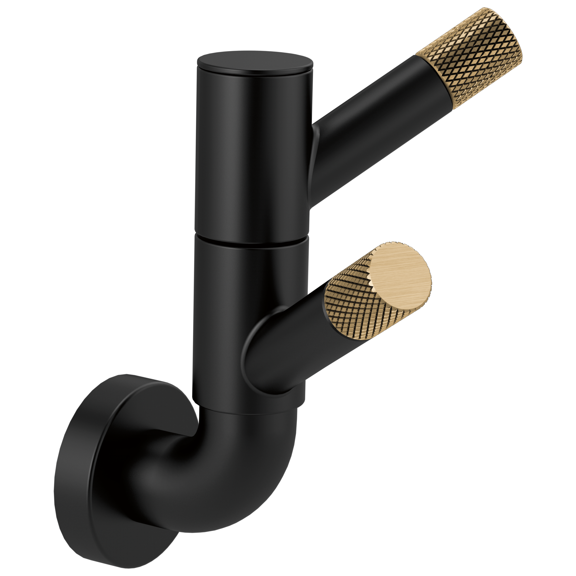 Brizo Litze Gancho Doble Giratorio con Moleteado — Negro Mate / Oro Luxe