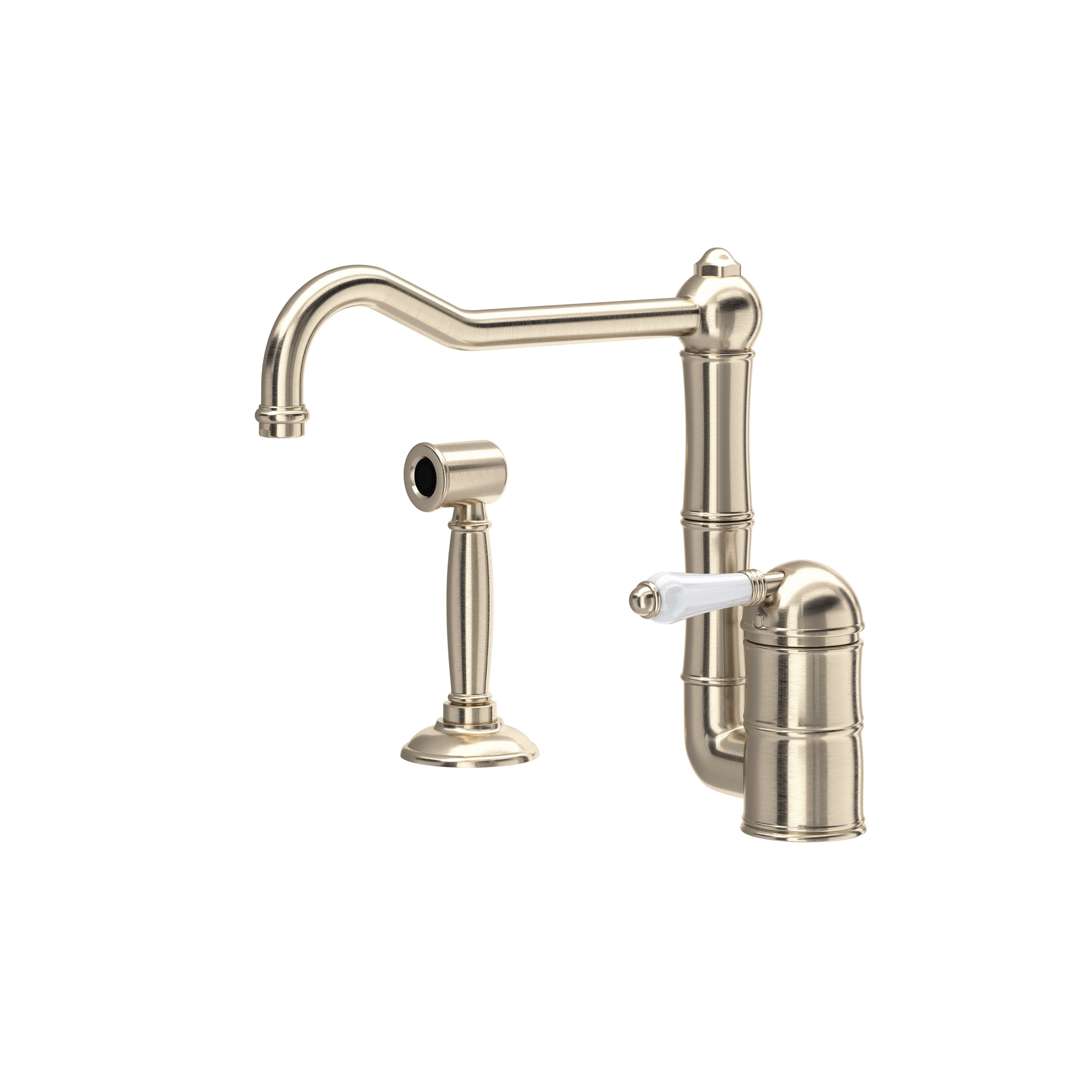 Rohl Acqui Mezcladora de Cocina con Aspersor Lateral - Níquel Satinado