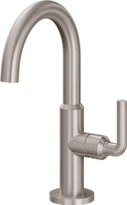 California Faucets Tiburon Llave de Lavabo/Bar/Preparación de Un Solo Orificio - Pico Bajo - Manija de Palanca - Níquel Satinado