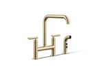 Kohler Purist — Mezcladora de Cocina tipo Puente con Rociador Lateral — Oro Francés Vibrant