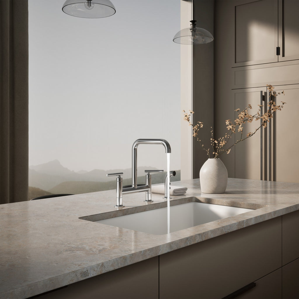 Kohler Purist — Mezcladora de Cocina tipo Puente con Rociador Lateral — Ambientación 2