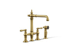 Kohler Artifacts — Mezcladora de Cocina tipo Puente con Rociador Lateral — Latón Moderno Cepillado Vibrant