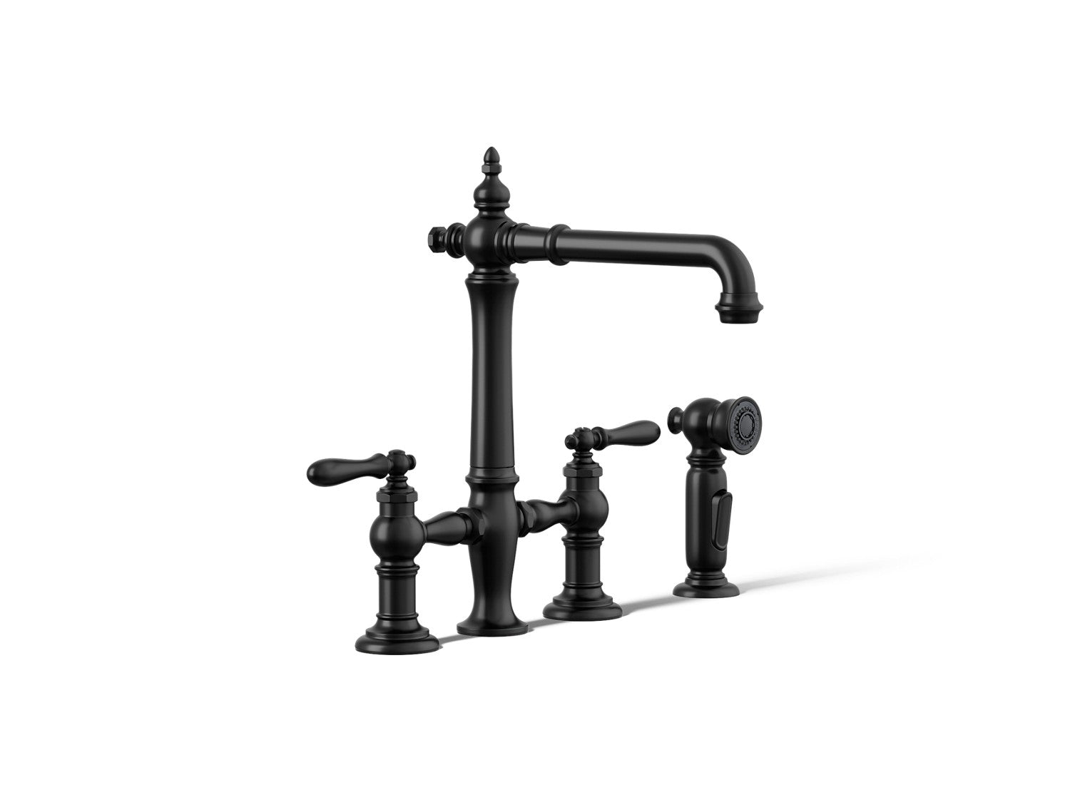 Kohler Artifacts — Mezcladora de Cocina tipo Puente con Rociador Lateral — Negro Mate