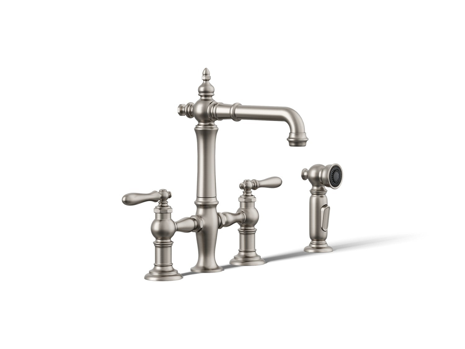 Kohler Artifacts — Mezcladora tipo Puente para Bar/Prep con Rociador Lateral — Acero Inoxidable Vibrant