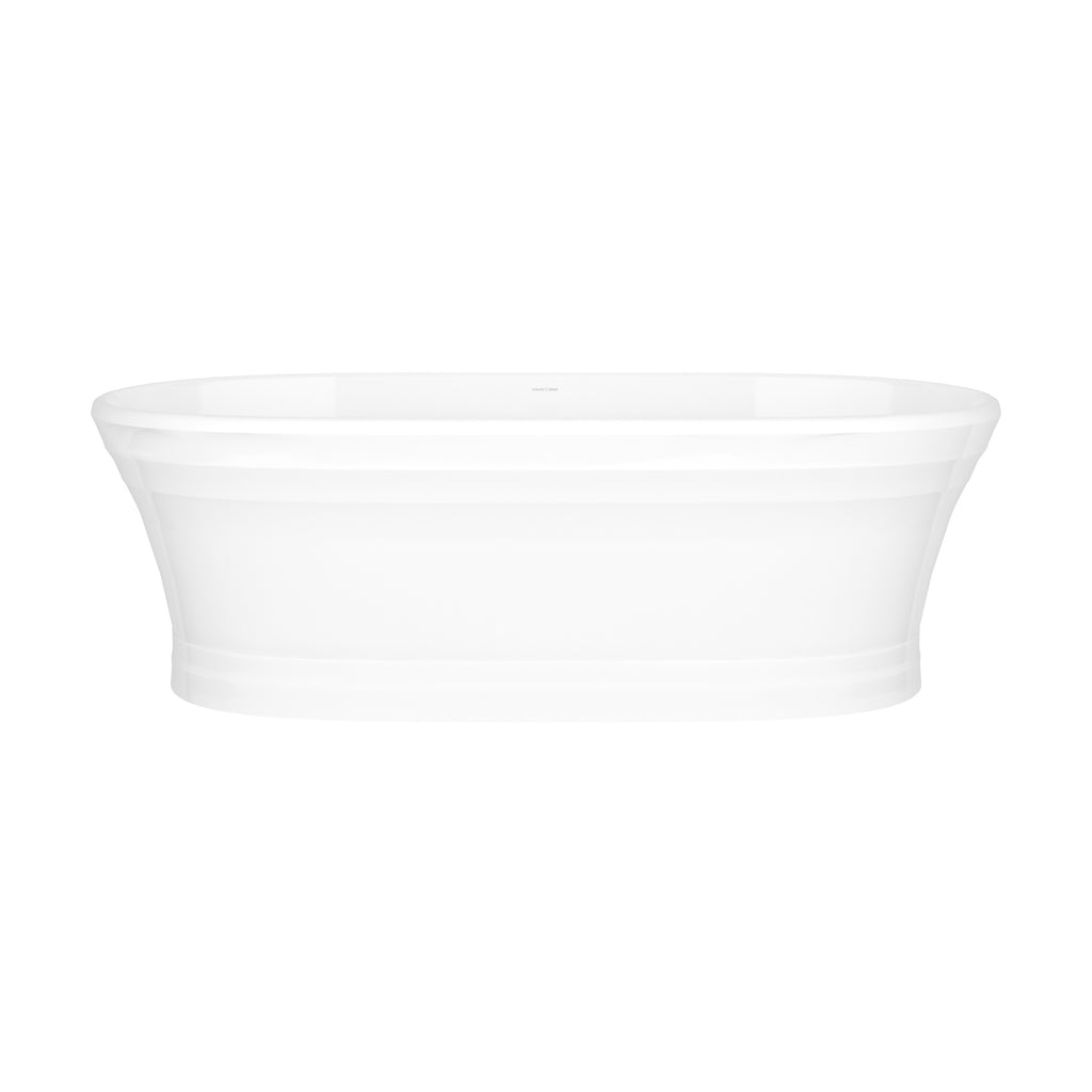 Bañera Worcester de Victoria + Albert en piedra volcánica blanca, vista en ángulo sobre fondo blanco — Sin rebosadero
