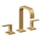 California Faucets Terra Mar 8" Llave de Lavabo de 3 Orificios para Cubierta, con Dos Manerales - Oro Satinado de por Vida